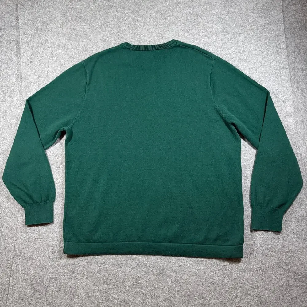 J. Crew Sweater Mens XL Green Crew Neck Cotton Knit Pullover Preppy Casual